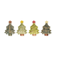Design Shop Hand-Painted Stoneware Christmas Tree Dish w/ Star, Set of 4.